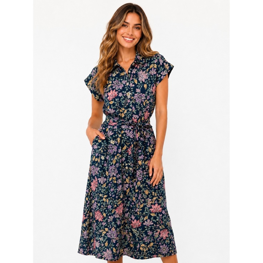 LUCKY‎ BRAND New Womens Shirt Midi Dress MEDIUM Floral Print YS6W52295R
